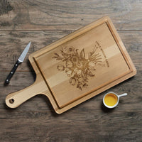 Laser Engraved Double Sided Maple Cutting Boards - 10”x20”x.75” - "Happy Mothers Day" Flowers! - ATOM Promotions