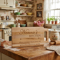 "NONNA'S KITCHEN" Laser Engraved Maple Cutting Board w/Handle Cut Out - 16”x18”x.50" - ATOM Promotions