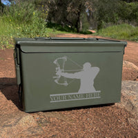 Laser Engraved - BOW HUNTING - Used Grade 1 Ammo Cans - 30 Cal, 50 Cal or Fat 50 - ATOM Promotions