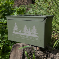 Laser Engraved - DEER LANDSCAPE - Used Grade 1 Ammo Cans - 30 Cal, 50 Cal or Fat 50 - ATOM Promotions