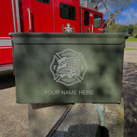 Laser Engraved - FIREFIGHTER VOLUNTEER - Used Grade 1 Ammo Cans - 30 Cal, 50 Cal or Fat 50 - ATOM Promotions