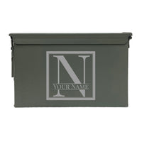 Laser Engraved - INITIAL and NAME - Used Grade 1 Ammo Cans - 30 Cal, 50 Cal or Fat 50 - ATOM Promotions