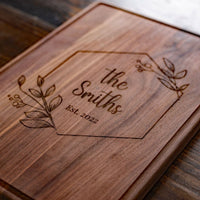 Personalized Laser Engraved Walnut Cutting Board with Drip Edge - ATOM Promotions