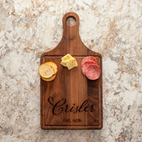 Personalized Laser Engraved Walnut Paddle Cutting Boards - ATOM Promotions