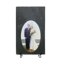 UV Printed Image (Portrait Format) and Text on Beautiful Charcoal Slate - Stand - ATOM Promotions