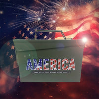 UV Printed Ammo Cans - Used Grade 1 30 Cal, 50 Cal or Fat 50 Cal - AMERICA - ATOM Promotions