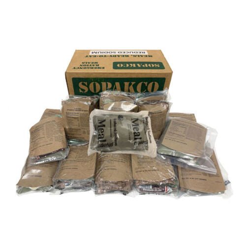 2 Pack - SOPAKCO MRE Emergency Ration Meals Low Sodium - Inspection 7/23 - ATOM Promotions