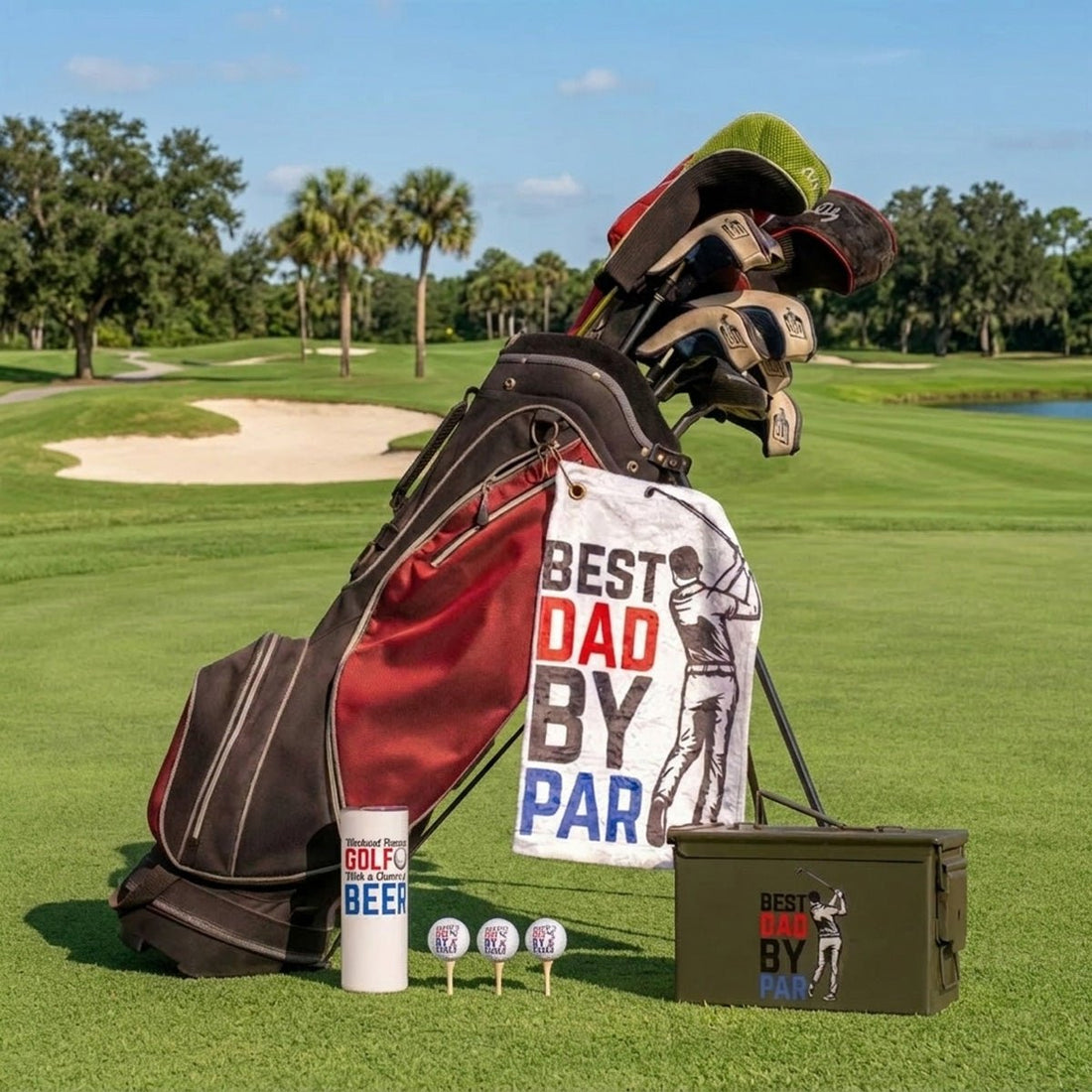 Golf Combo - Personalized Kirkland Golf Balls, Golf Towel and 20oz Skinny Tumbler - ATOM Promotions