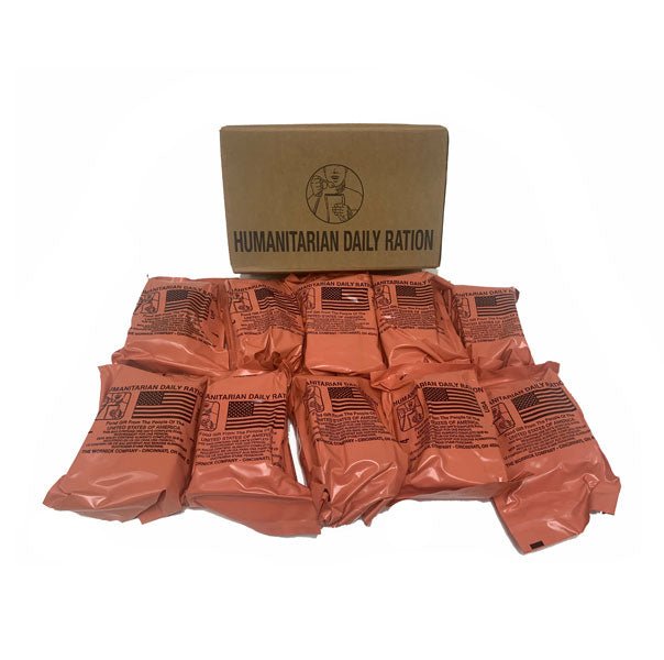 MRE Meals Ready to Eat Humanitarian Daily Rations - 1 Case - 10 HDR Meals - ATOM Promotions