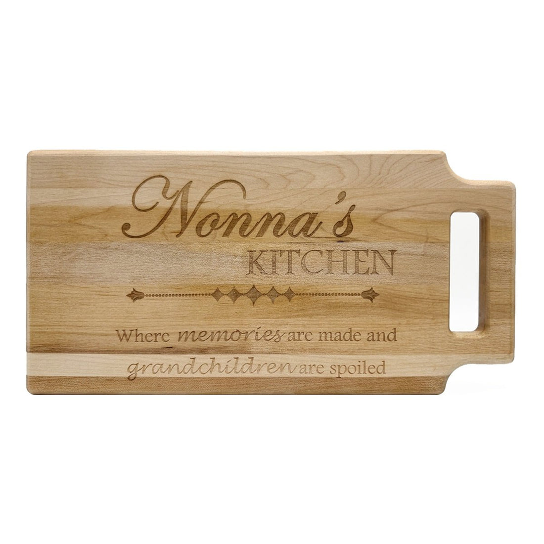 "NONNA'S KITCHEN" Laser Engraved Maple Cutting Board w/Handle Cut Out - 16”x18”x.50" - ATOM Promotions