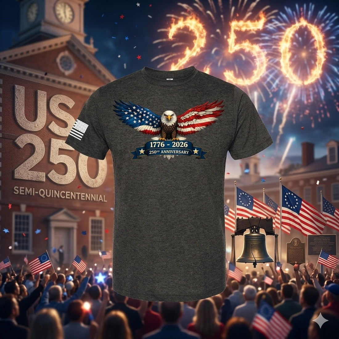 T - SHIRT "250TH ANNIVERSARY" - HEATHERED GRAPHITE - ATOM Promotions
