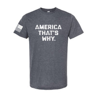 T - SHIRT "AMERICA THAT'S WHY" - HEATHERED NAVY - ATOM Promotions