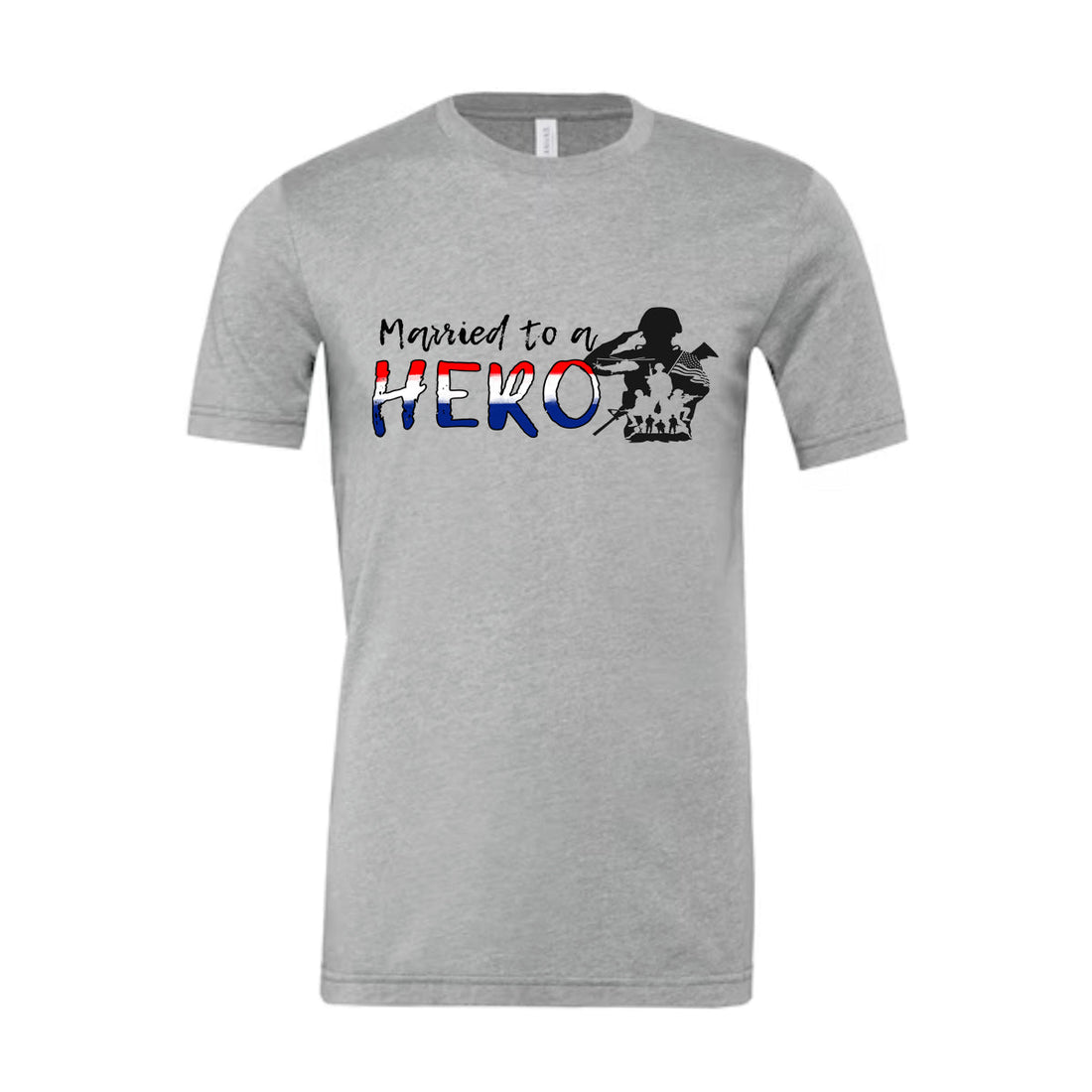 T - SHIRT "MARRIED TO A HERO" - HEATHERED GREY - ATOM Promotions