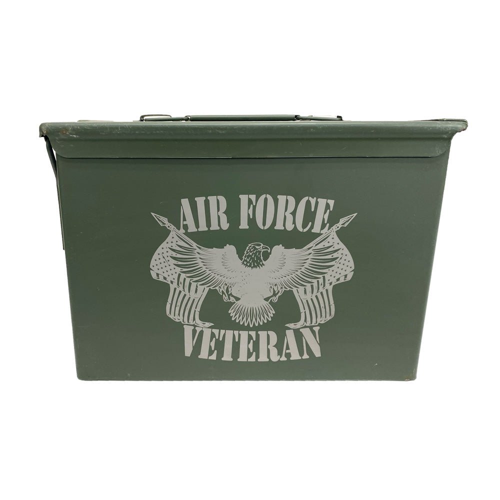 Laser Engraved - AIR FORCE - Used Grade 1 Ammo Cans with or w/o Lock Kit - Choose from 30cal, 50 Cal or FAT 50 Cal - ATOM Promotions
