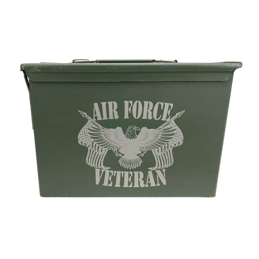 Laser Engraved - AIR FORCE - Used Grade 1 Ammo Cans with or w/o Lock Kit - Choose from 30cal, 50 Cal or FAT 50 Cal - ATOM Promotions