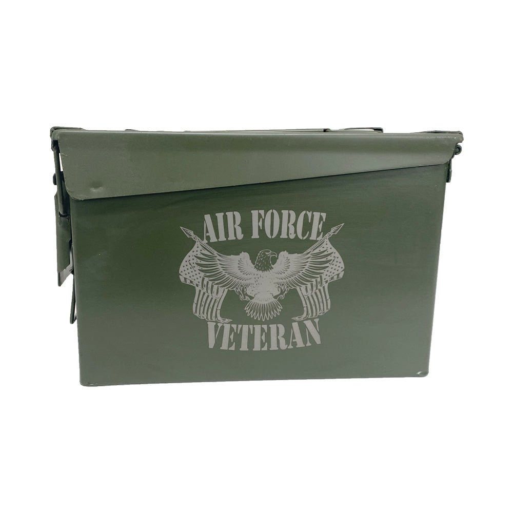 Laser Engraved - AIR FORCE - Used Grade 1 Ammo Cans with or w/o Lock Kit - Choose from 30cal, 50 Cal or FAT 50 Cal - ATOM Promotions