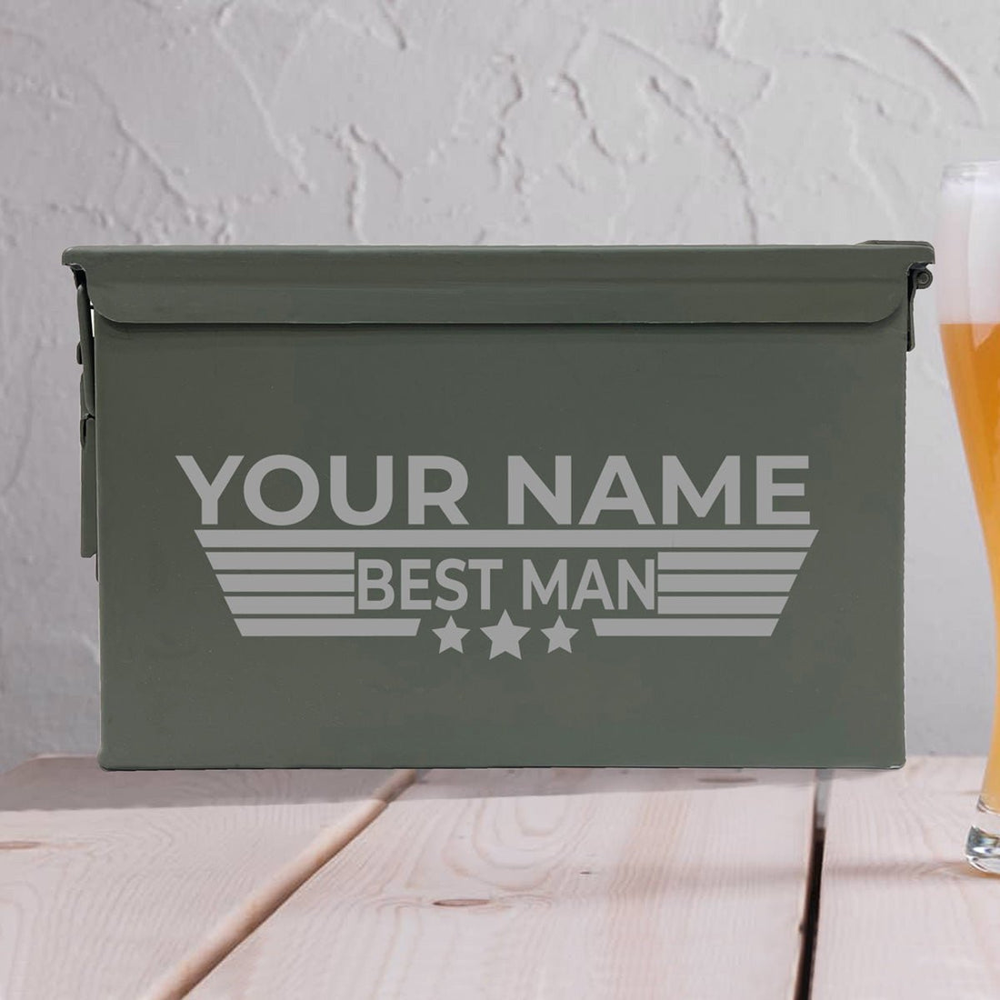 Laser Engraved - BEST MAN STARS - Used Grade 1 Ammo Cans - 30 Cal, 50 Cal or Fat 50 - ATOM Promotions