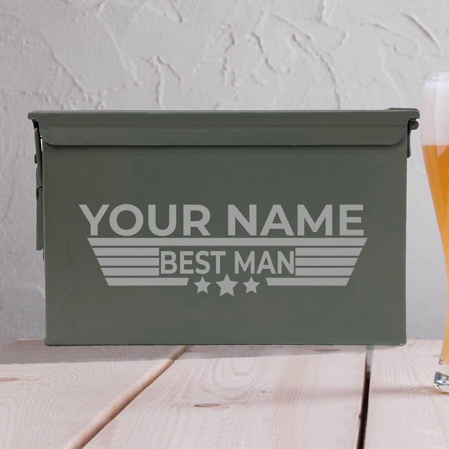 Laser Engraved - BEST MAN STARS - Used Grade 1 Ammo Cans - 30 Cal, 50 Cal or Fat 50 - ATOM Promotions