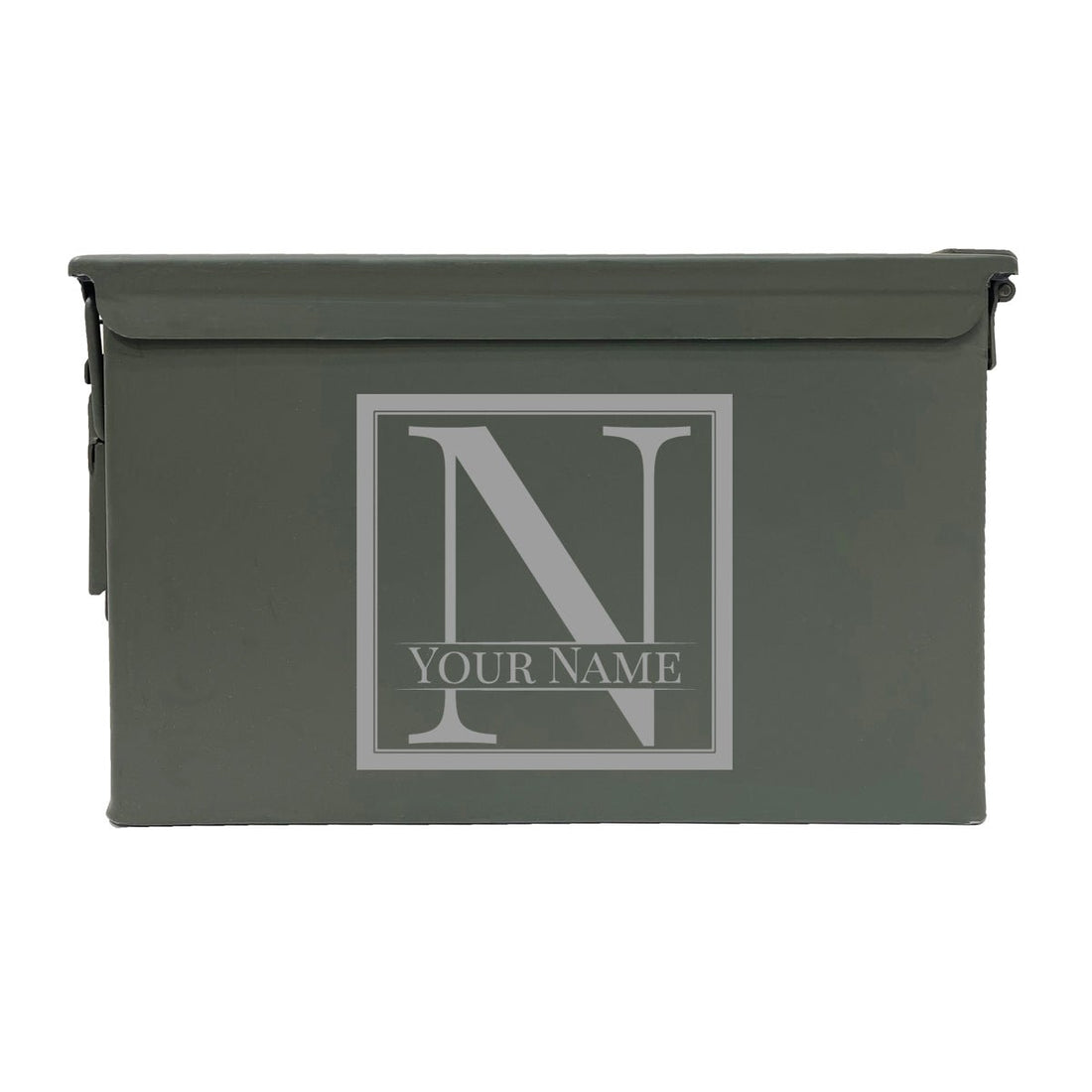 Laser Engraved - INITIAL and NAME - Used Grade 1 Ammo Cans - 30 Cal, 50 Cal or Fat 50 - ATOM Promotions