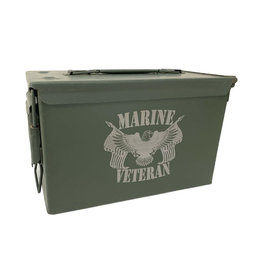Laser Engraved - MARINE - Used Grade 1 Ammo Cans with or w/o Lock Kit - Choose from 30cal, 50 Cal or FAT 50 Cal - ATOM Promotions