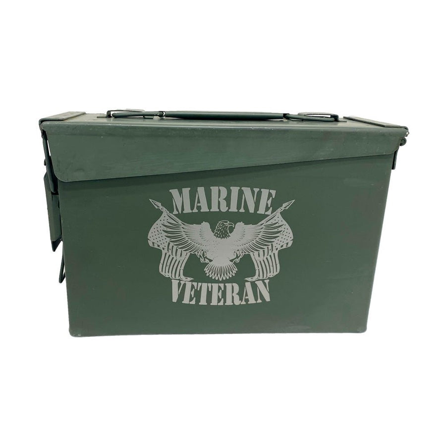 Laser Engraved - MARINE - Used Grade 1 Ammo Cans with or w/o Lock Kit - Choose from 30cal, 50 Cal or FAT 50 Cal - ATOM Promotions