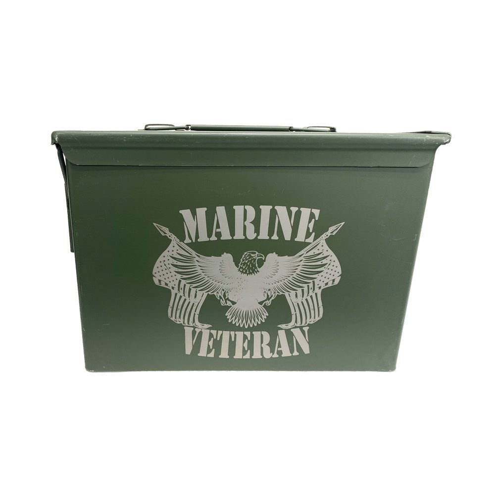 Laser Engraved - MARINE - Used Grade 1 Ammo Cans with or w/o Lock Kit - Choose from 30cal, 50 Cal or FAT 50 Cal - ATOM Promotions