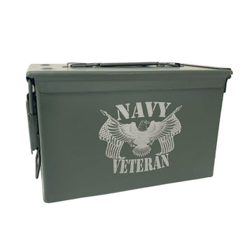 Laser Engraved - NAVY - Used Grade 1 Ammo Cans with or w/o Lock Kit - Choose from 30cal, 50 Cal or FAT 50 Cal - ATOM Promotions