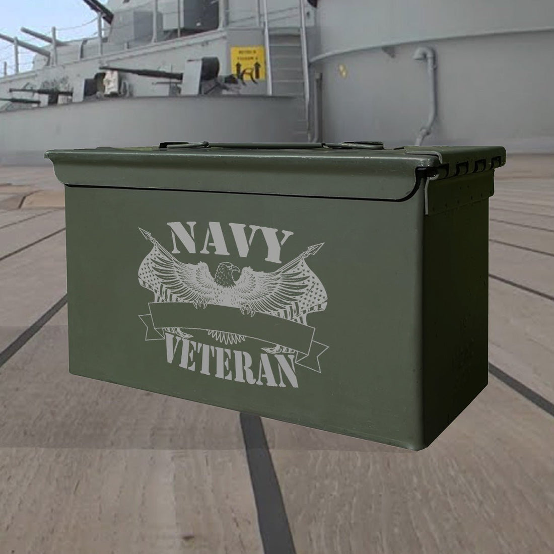 Laser Engraved - NAVY - Veteran Used Grade 1 Ammo Cans - 30 Cal, 50 Cal or Fat 50 - ATOM Promotions