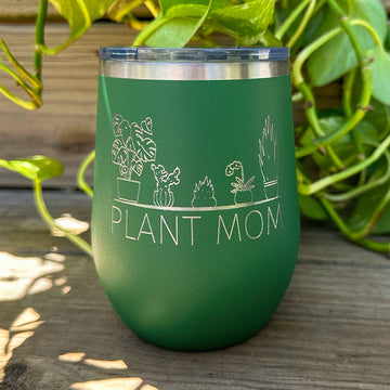 Laser Engraved - PLANT MOM - 12 oz. Tumbler - 17 Colors! - ATOM Promotions