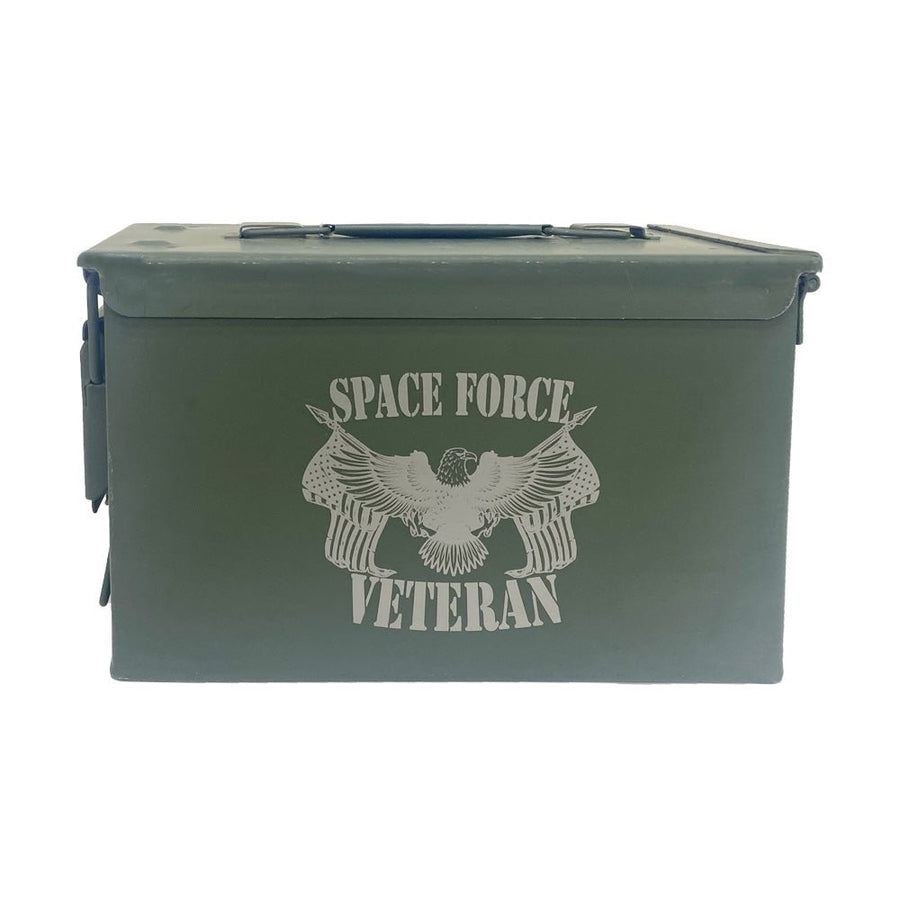 Laser Engraved - SPACE FORCE - Used Grade 1 Ammo Cans with or w/o Lock Kit - Choose from 30cal, 50 Cal or FAT 50 Cal - ATOM Promotions