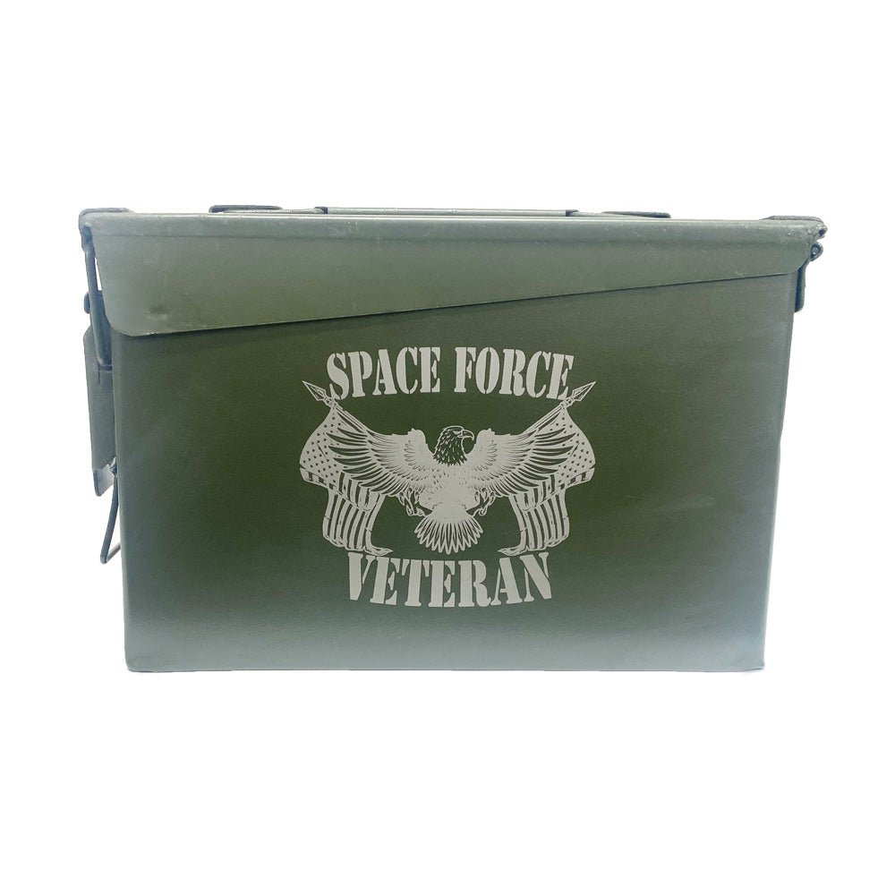 Laser Engraved - SPACE FORCE - Used Grade 1 Ammo Cans with or w/o Lock Kit - Choose from 30cal, 50 Cal or FAT 50 Cal - ATOM Promotions