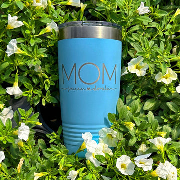 Personalized Laser Engraved - MOM & KIDS [NAMES] - 20 oz. Tumbler - 17 Colors! - ATOM Promotions
