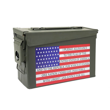 UV Printed Ammo Cans - Used Grade 1 30 Cal, 50 Cal or Fat 50 Cal - I PLEDGE ALLEGIANCE - ATOM Promotions